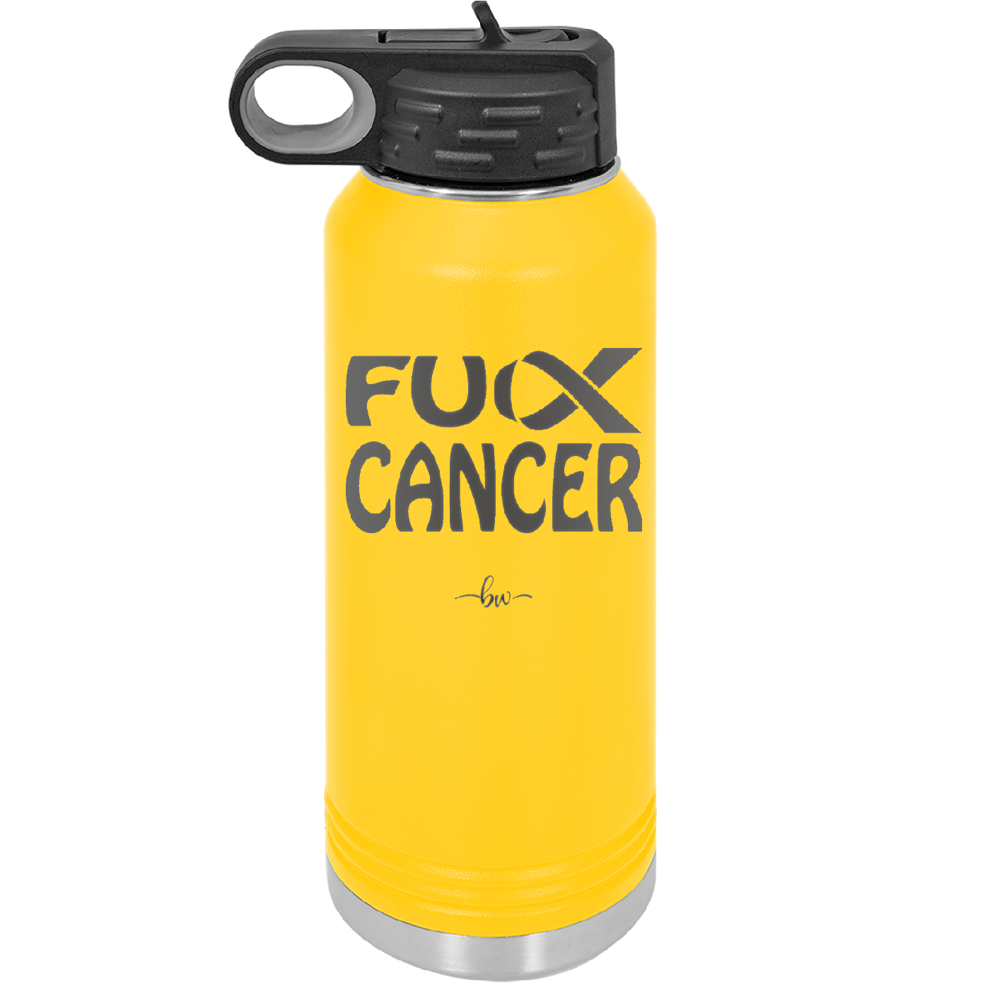 Fuck Cancer with Ribbon - Laser Engraved Stainless Steel Drinkware - 1524 -