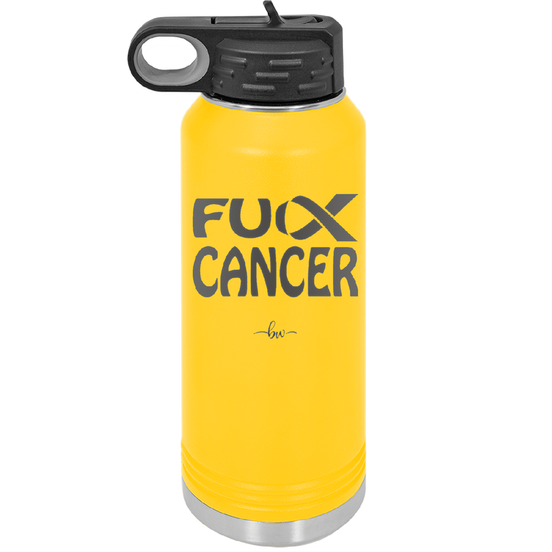 Fuck Cancer with Ribbon - Laser Engraved Stainless Steel Drinkware - 1524 -