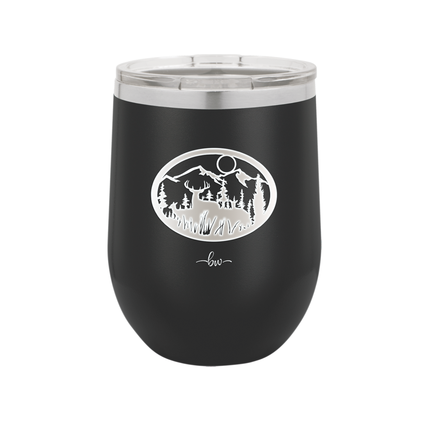 Mountain Buck in Circle - Laser Engraved Stainless Steel Drinkware - 1576 -