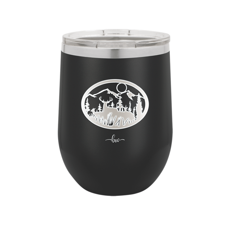 Mountain Buck in Circle - Laser Engraved Stainless Steel Drinkware - 1576 -