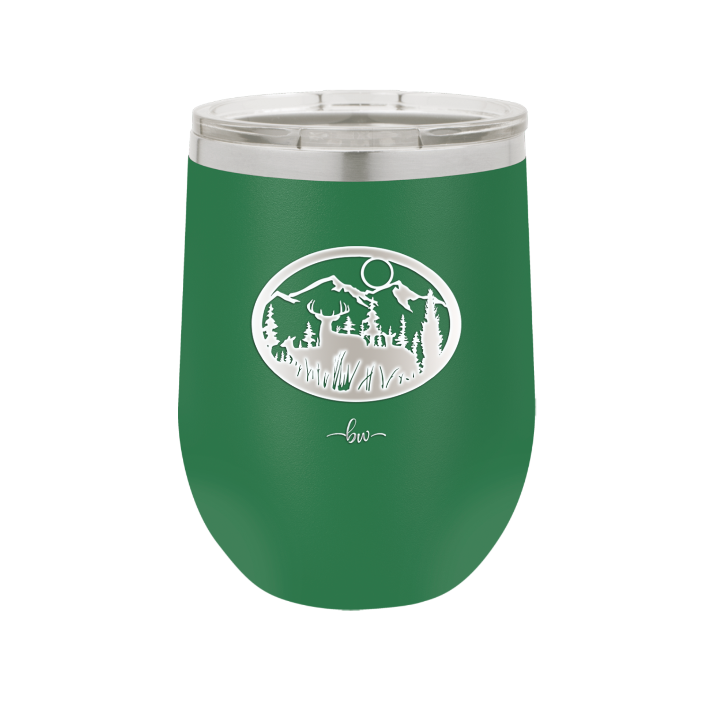 Mountain Buck in Circle - Laser Engraved Stainless Steel Drinkware - 1576 -