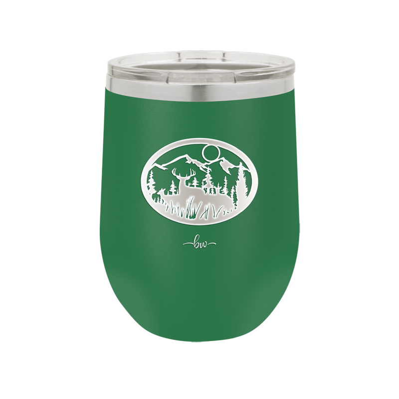 Mountain Buck in Circle - Laser Engraved Stainless Steel Drinkware - 1576 -