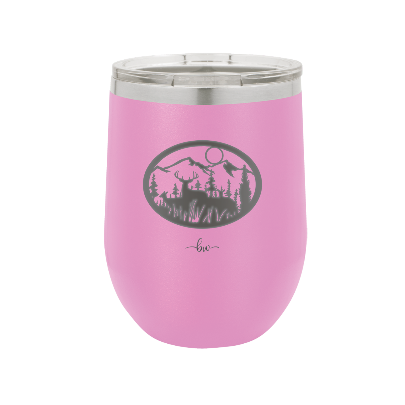 Mountain Buck in Circle - Laser Engraved Stainless Steel Drinkware - 1576 -