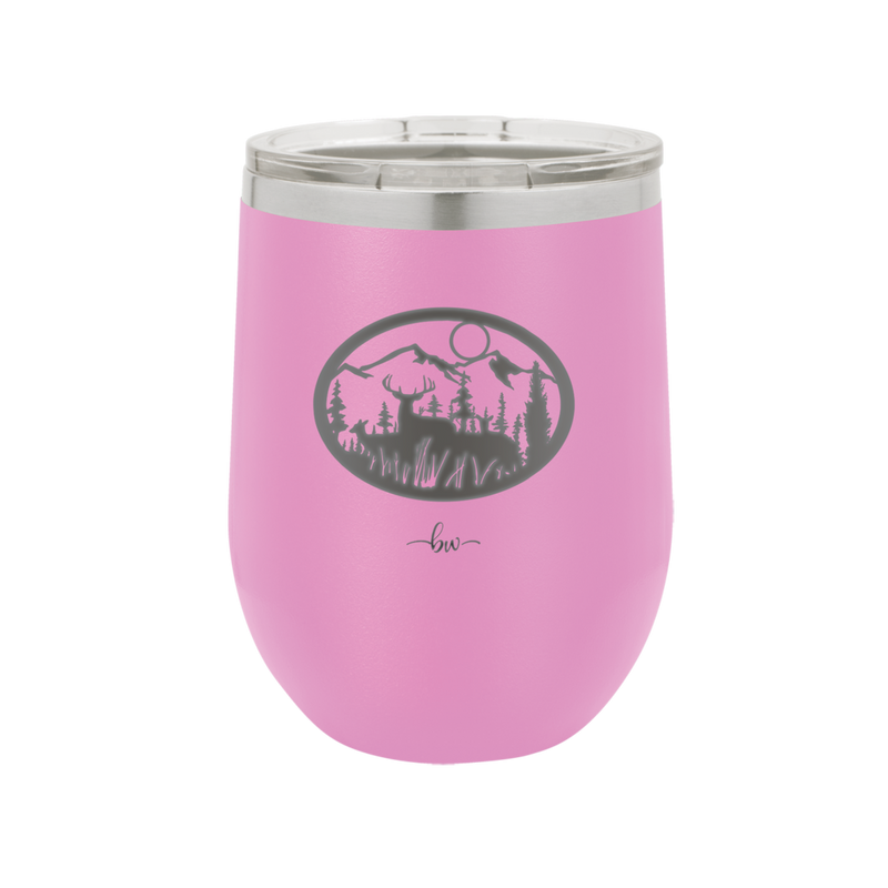 Mountain Buck in Circle - Laser Engraved Stainless Steel Drinkware - 1576 -