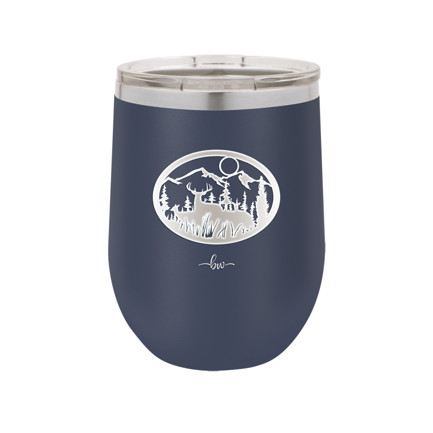 Mountain Buck in Circle - Laser Engraved Stainless Steel Drinkware - 1576 -