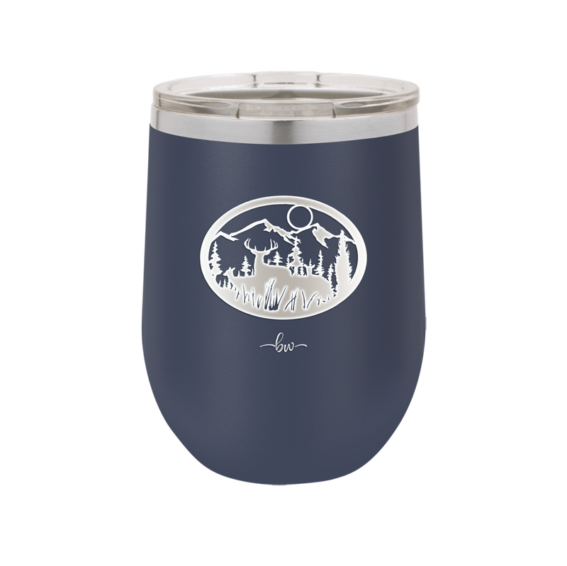 Mountain Buck in Circle - Laser Engraved Stainless Steel Drinkware - 1576 -