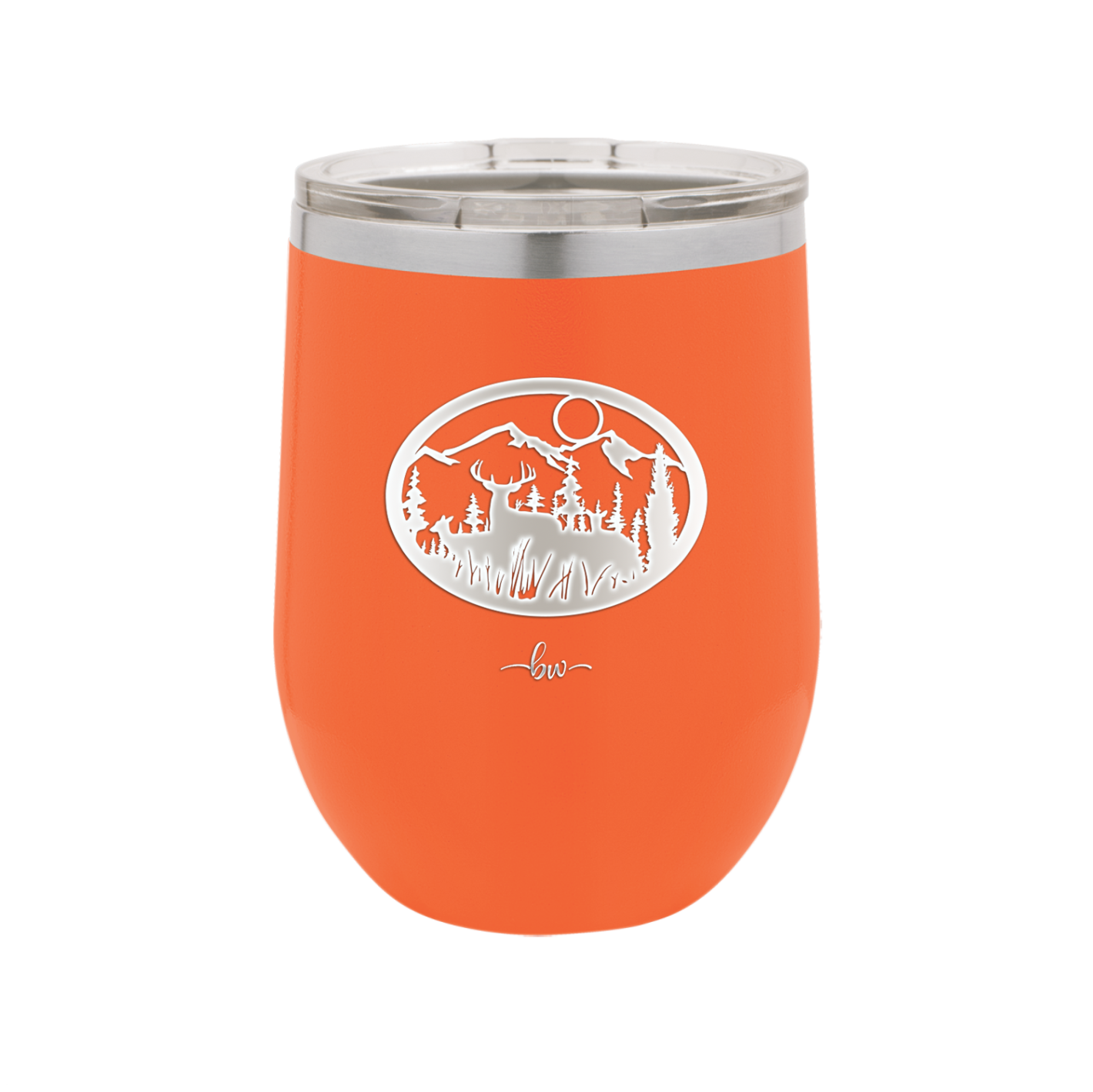 Mountain Buck in Circle - Laser Engraved Stainless Steel Drinkware - 1576 -