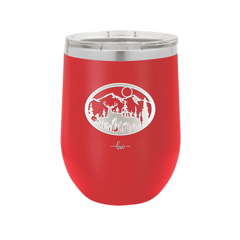 Mountain Buck in Circle - Laser Engraved Stainless Steel Drinkware - 1576 -