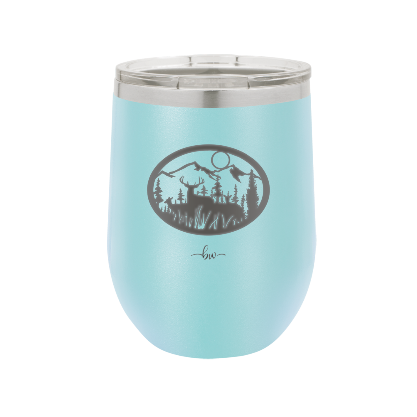 Mountain Buck in Circle - Laser Engraved Stainless Steel Drinkware - 1576 -