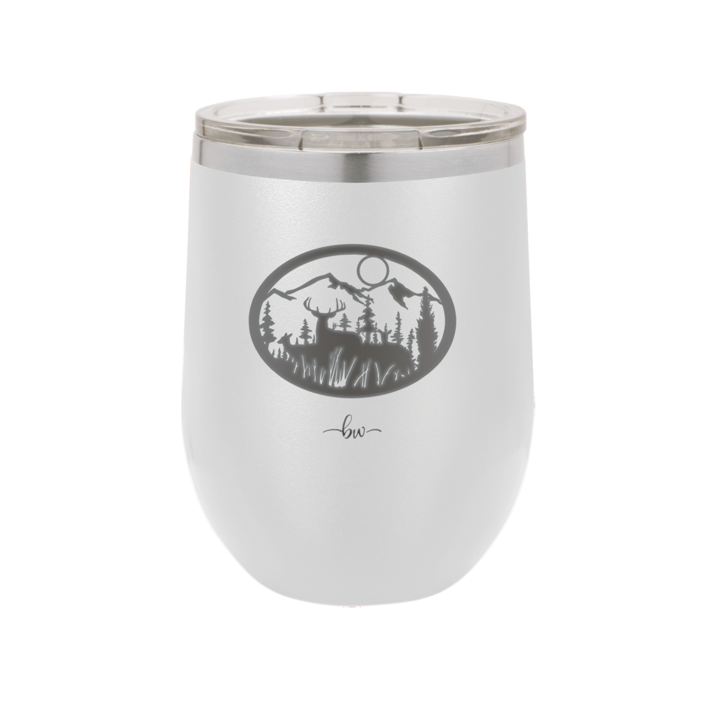 Mountain Buck in Circle - Laser Engraved Stainless Steel Drinkware - 1576 -