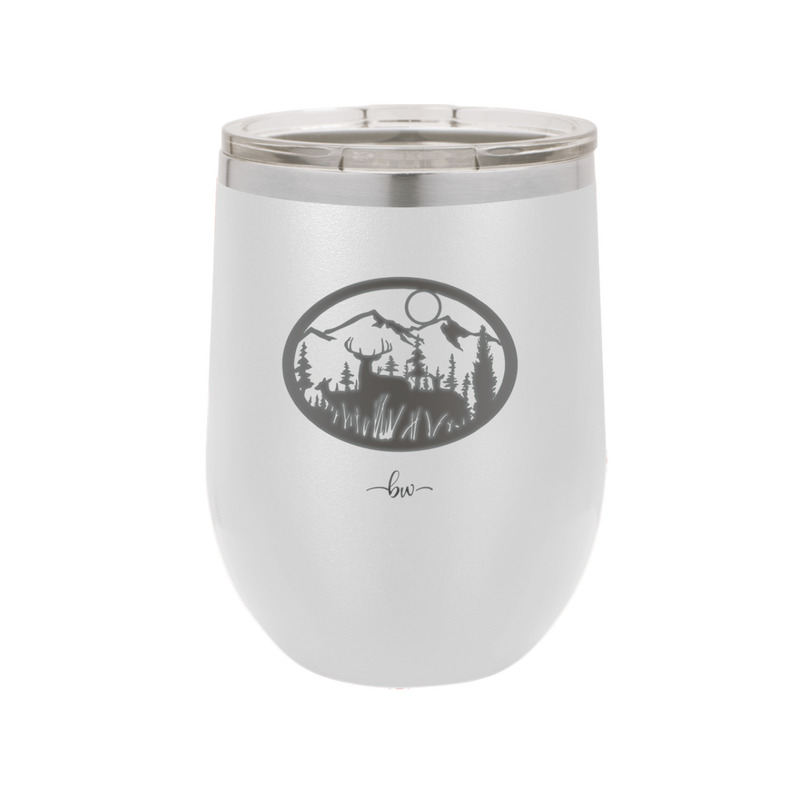 Mountain Buck in Circle - Laser Engraved Stainless Steel Drinkware - 1576 -