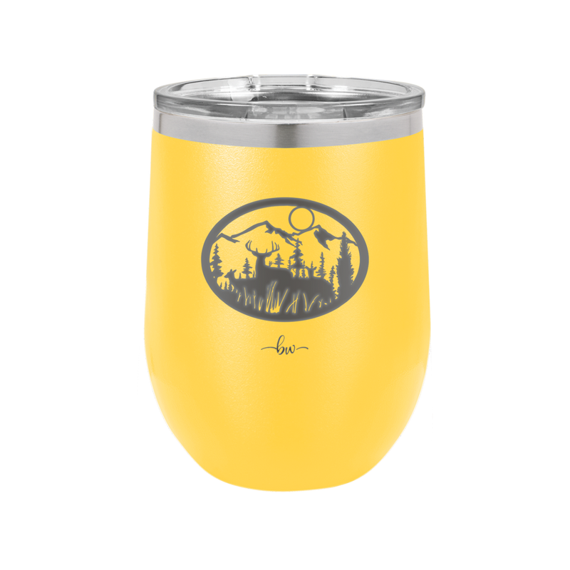 Mountain Buck in Circle - Laser Engraved Stainless Steel Drinkware - 1576 -