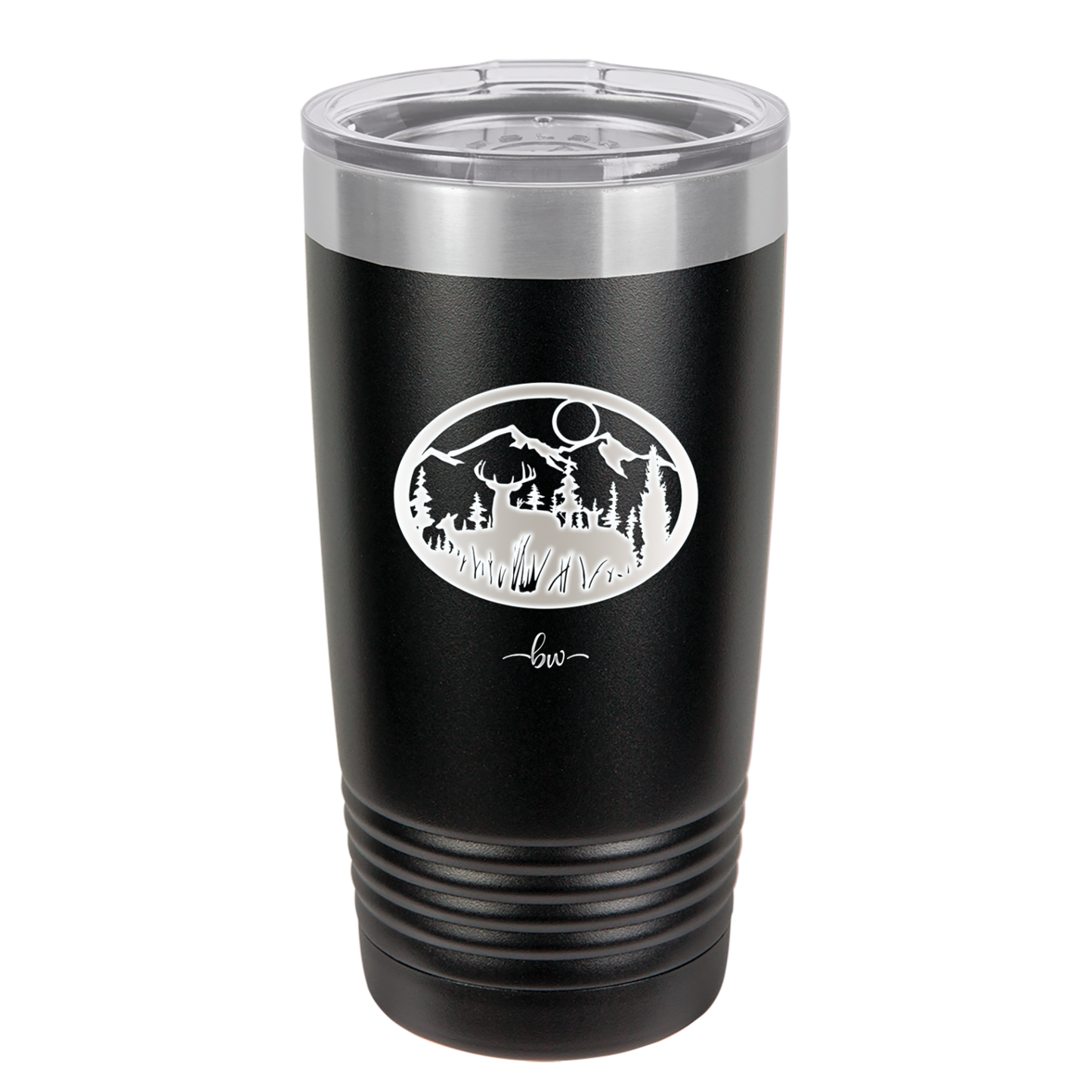 Mountain Buck in Circle - Laser Engraved Stainless Steel Drinkware - 1576 -