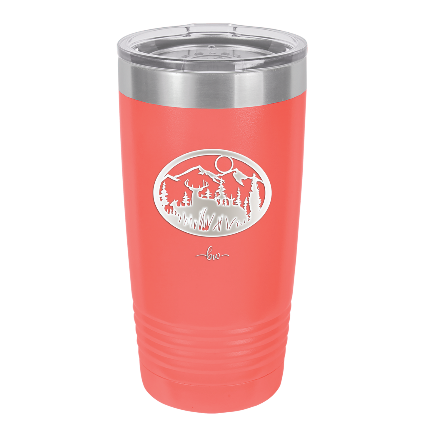 Mountain Buck in Circle - Laser Engraved Stainless Steel Drinkware - 1576 -