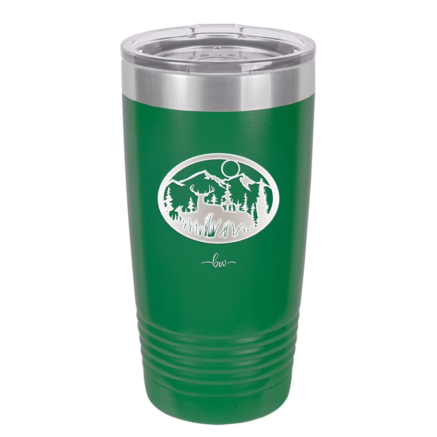 Mountain Buck in Circle - Laser Engraved Stainless Steel Drinkware - 1576 -