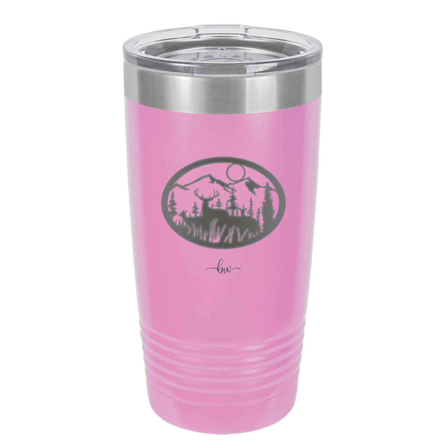 Mountain Buck in Circle - Laser Engraved Stainless Steel Drinkware - 1576 -