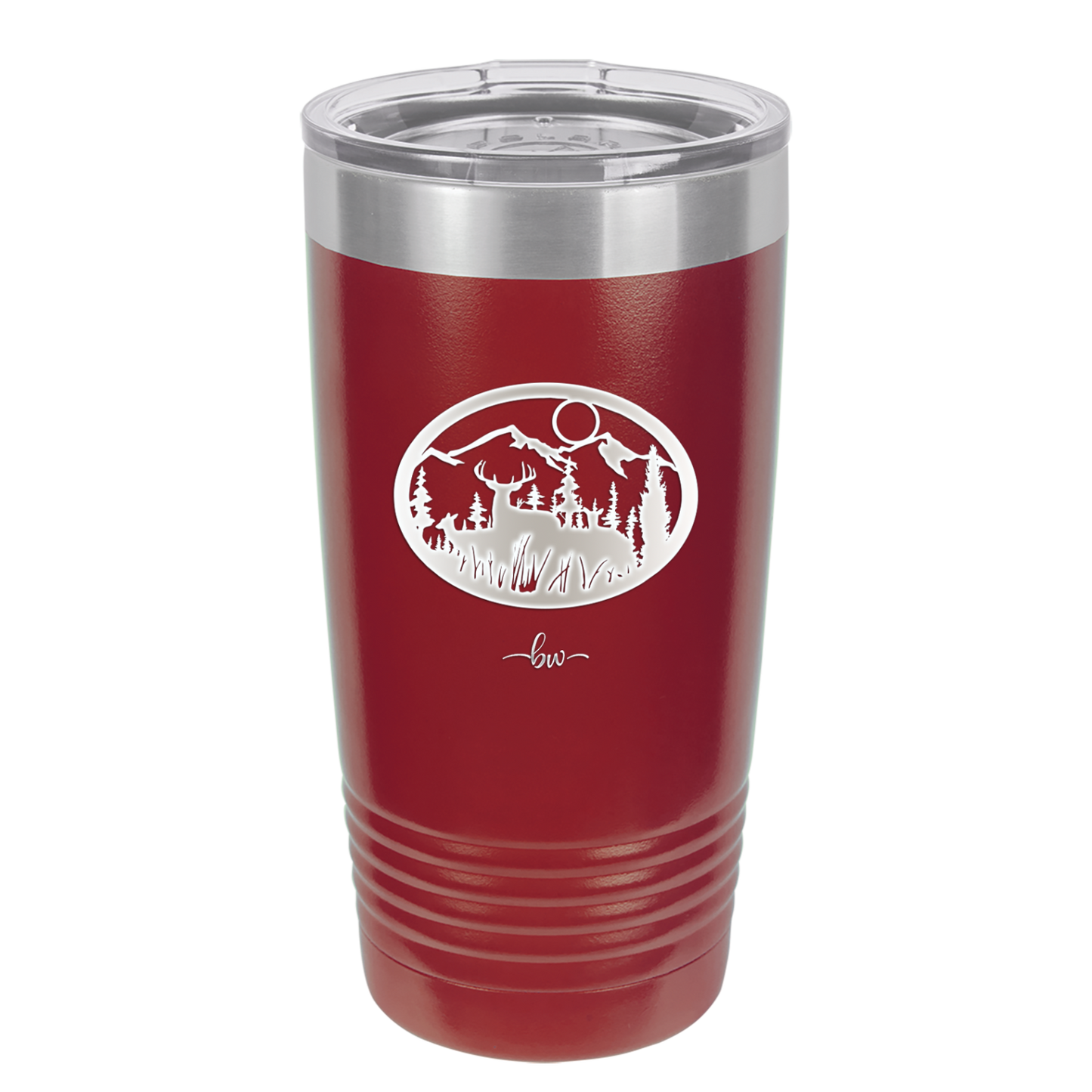 Mountain Buck in Circle - Laser Engraved Stainless Steel Drinkware - 1576 -