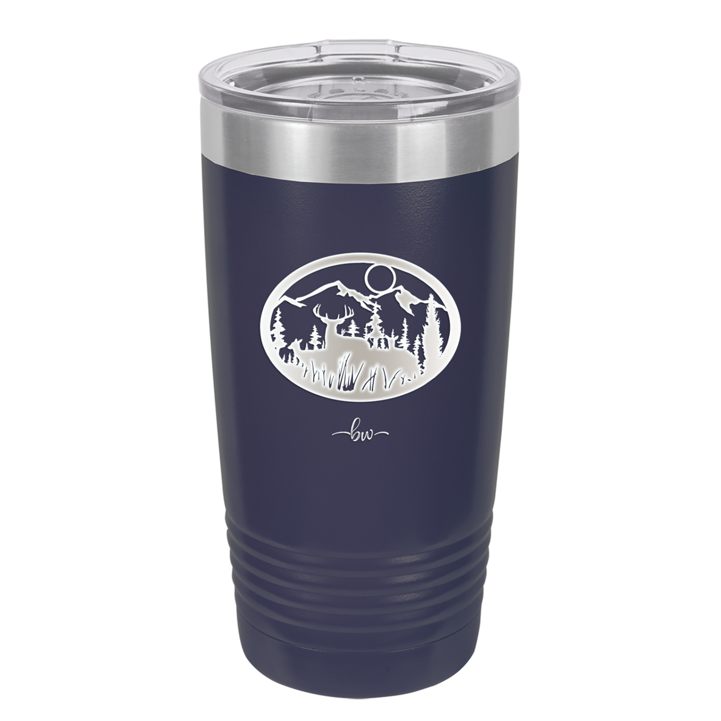 Mountain Buck in Circle - Laser Engraved Stainless Steel Drinkware - 1576 -