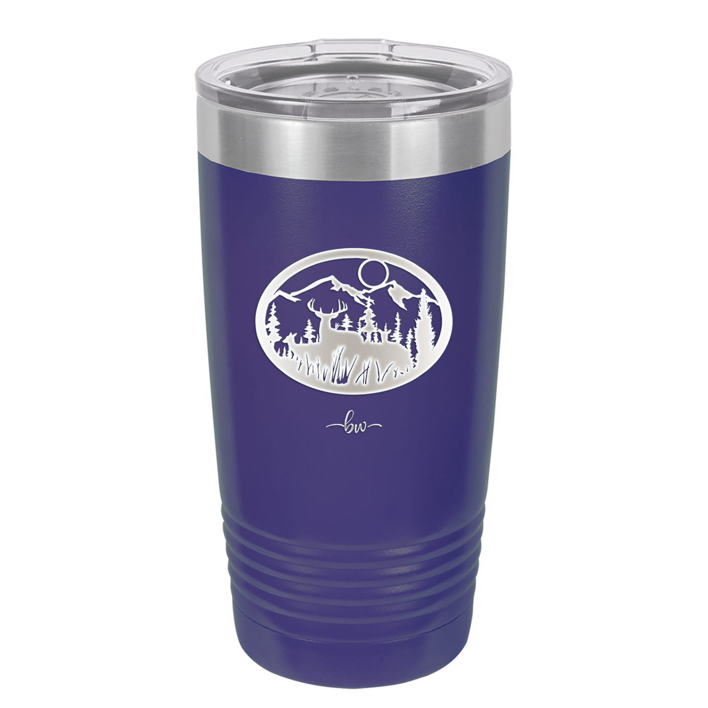 Mountain Buck in Circle - Laser Engraved Stainless Steel Drinkware - 1576 -