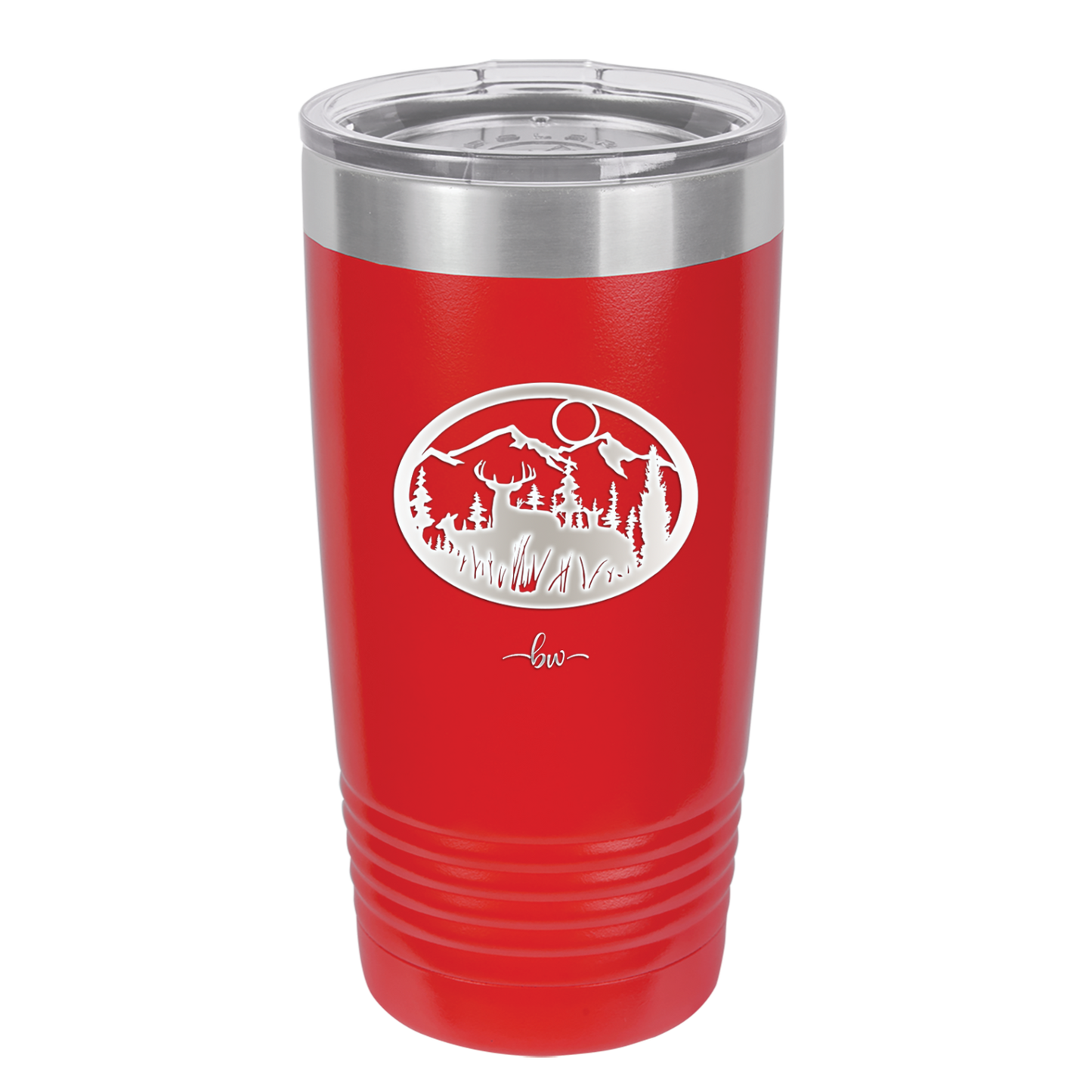 Mountain Buck in Circle - Laser Engraved Stainless Steel Drinkware - 1576 -