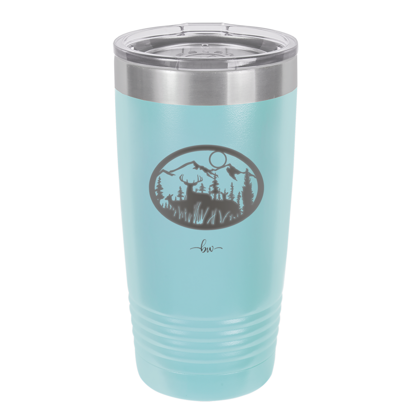 Mountain Buck in Circle - Laser Engraved Stainless Steel Drinkware - 1576 -