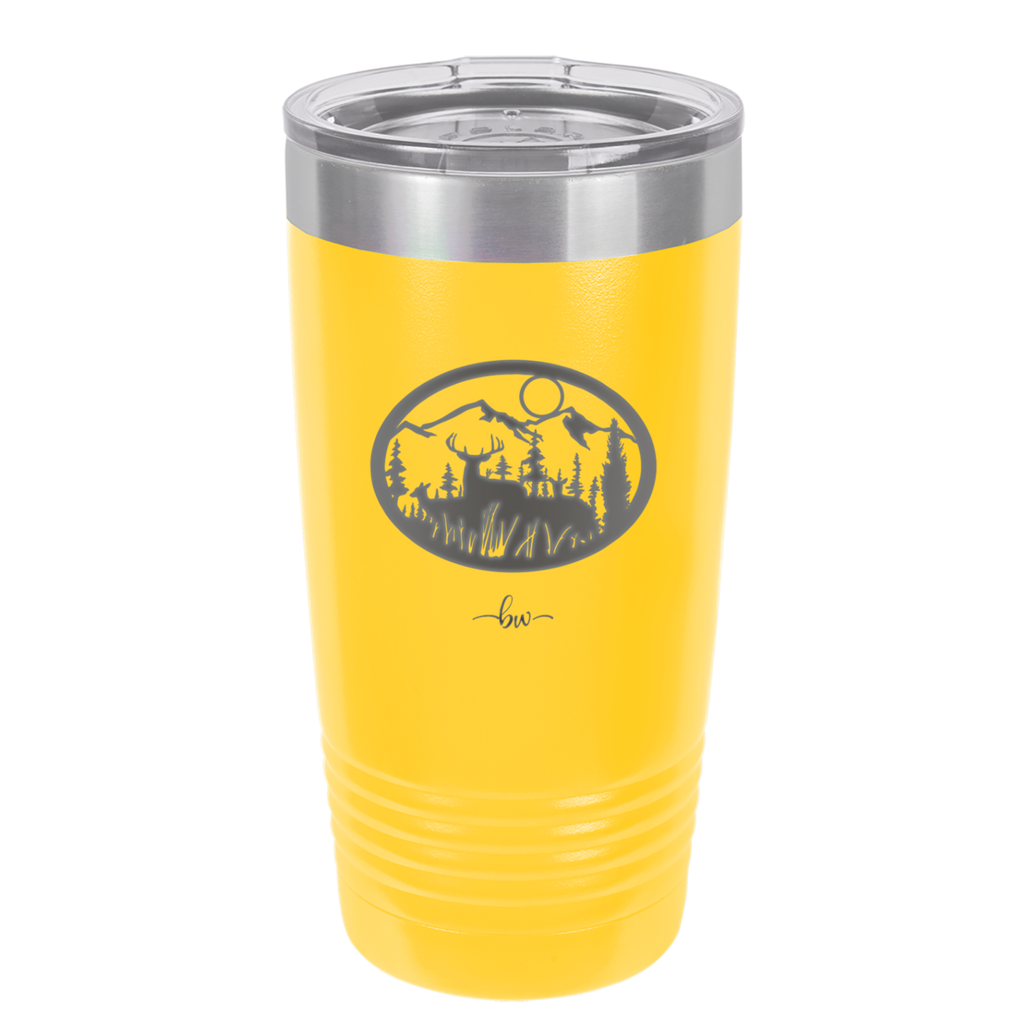 Mountain Buck in Circle - Laser Engraved Stainless Steel Drinkware - 1576 -