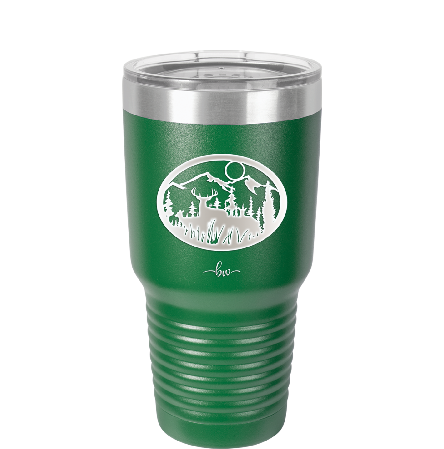 Mountain Buck in Circle - Laser Engraved Stainless Steel Drinkware - 1576 -