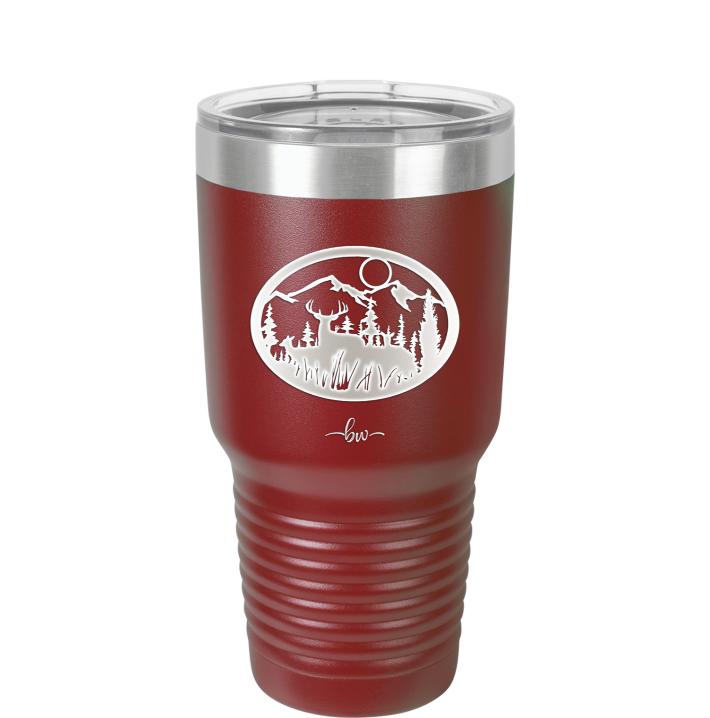 Mountain Buck in Circle - Laser Engraved Stainless Steel Drinkware - 1576 -