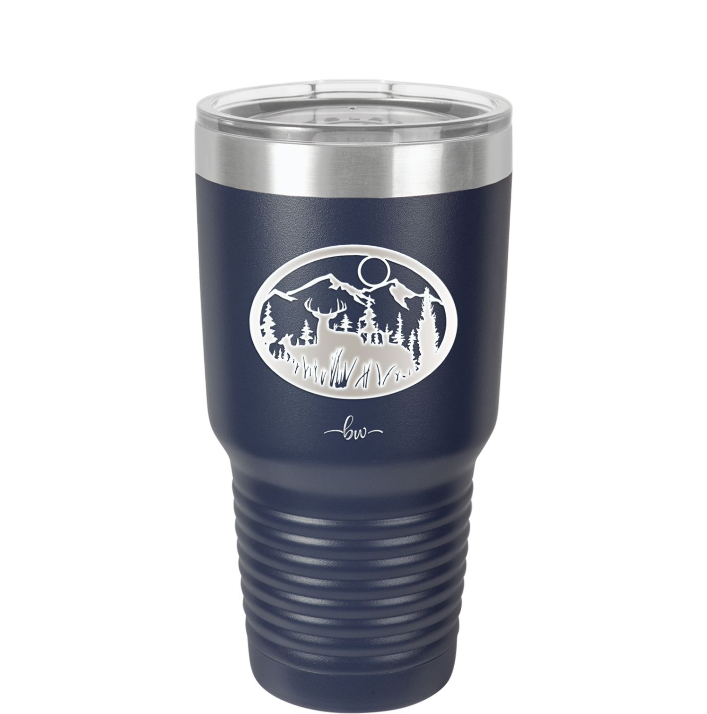 Mountain Buck in Circle - Laser Engraved Stainless Steel Drinkware - 1576 -