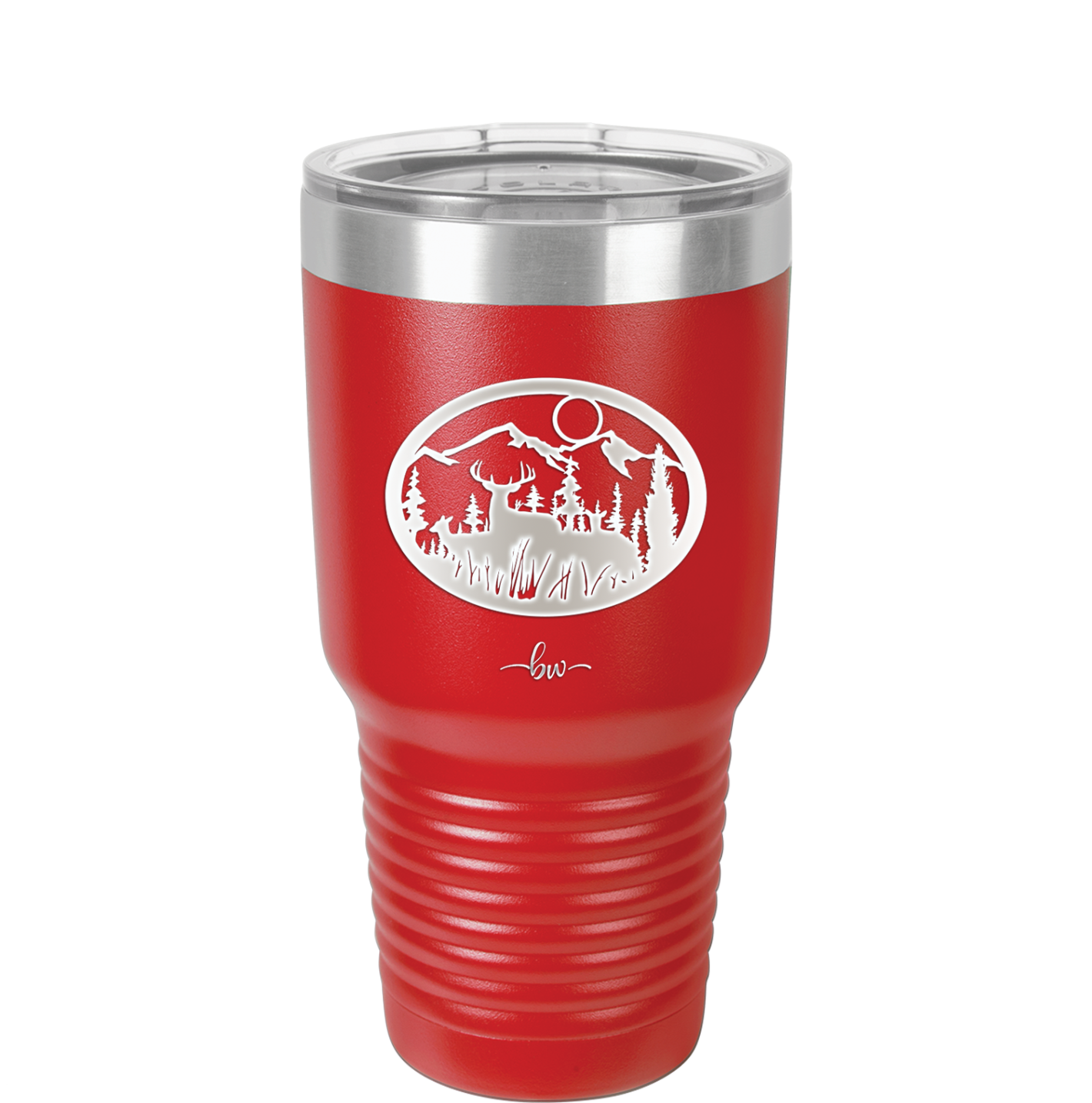 Mountain Buck in Circle - Laser Engraved Stainless Steel Drinkware - 1576 -