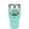 Mountain Buck in Circle - Laser Engraved Stainless Steel Drinkware - 1576 -