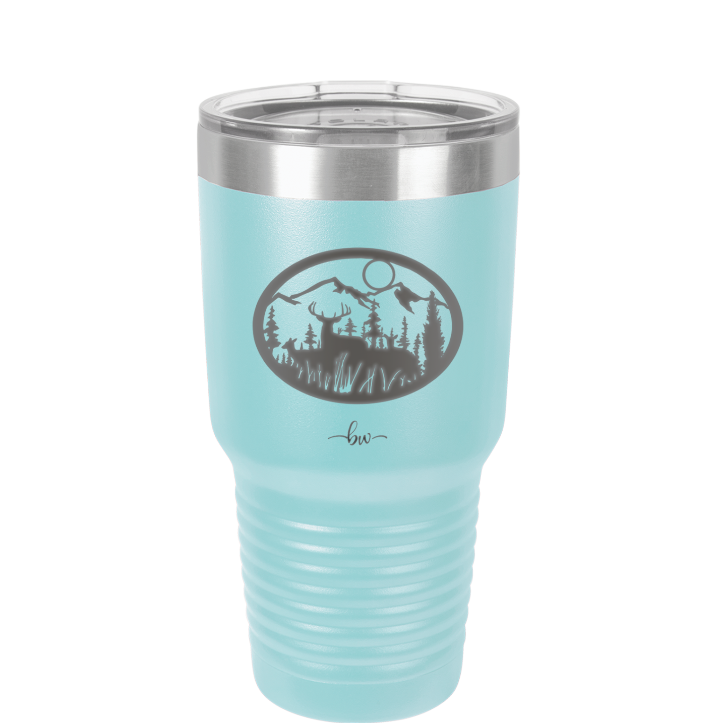 Mountain Buck in Circle - Laser Engraved Stainless Steel Drinkware - 1576 -