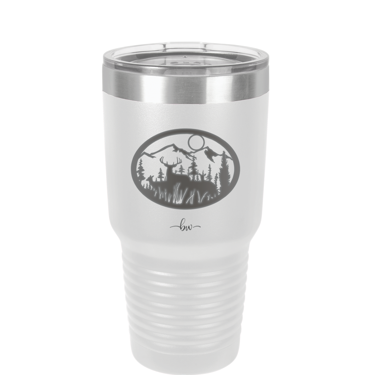 Mountain Buck in Circle - Laser Engraved Stainless Steel Drinkware - 1576 -