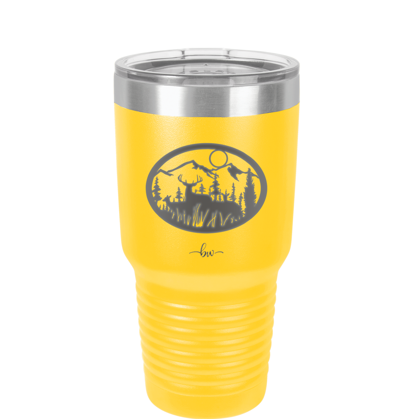 Mountain Buck in Circle - Laser Engraved Stainless Steel Drinkware - 1576 -