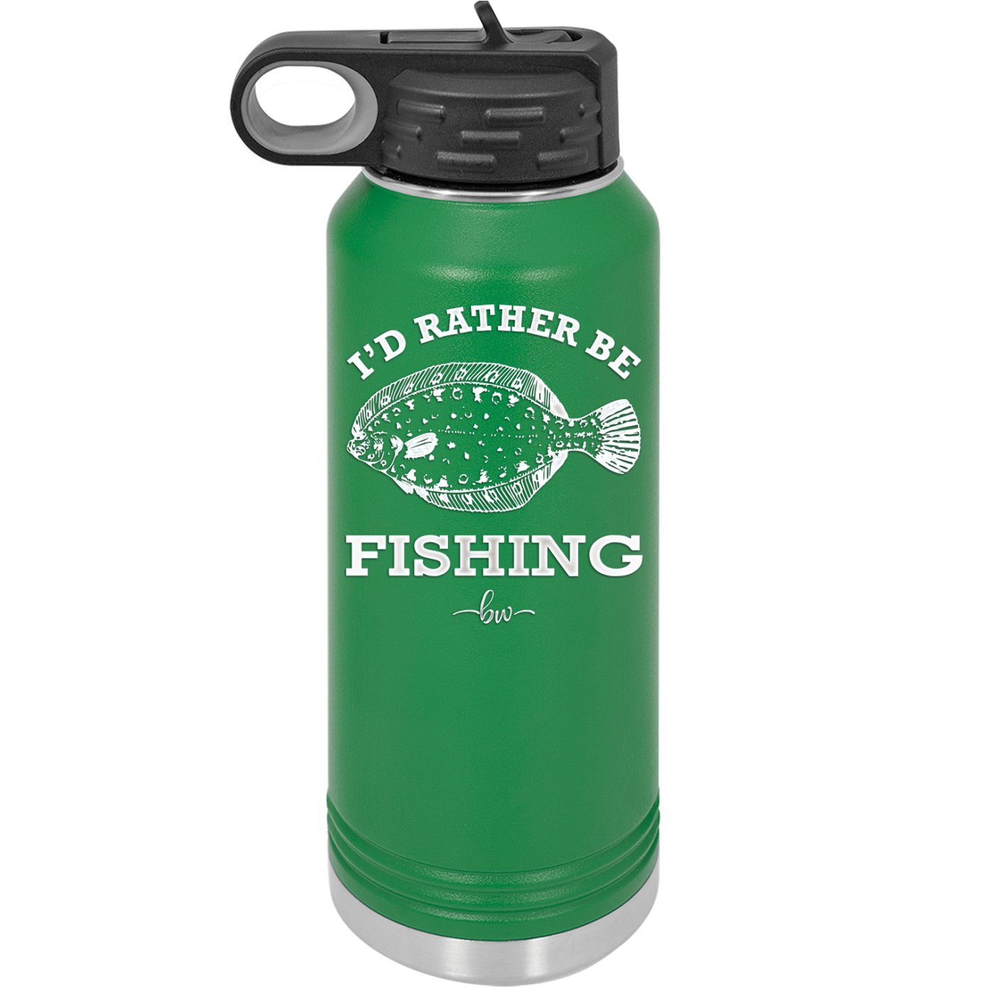 I'd Rather Be Fishing Flounder - Laser Engraved Stainless Steel Drinkware - 1587 -