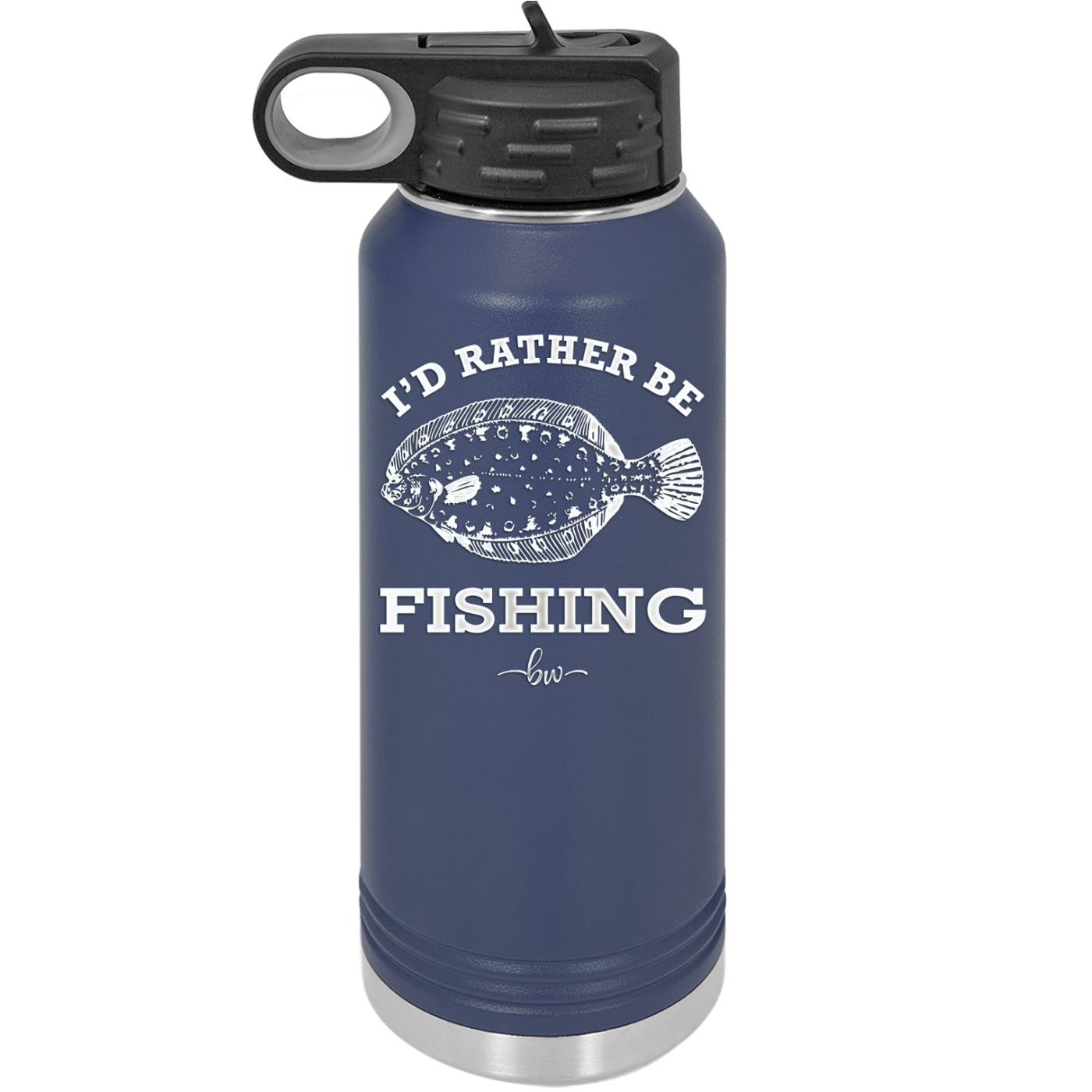 I'd Rather Be Fishing Flounder - Laser Engraved Stainless Steel Drinkware - 1587 -