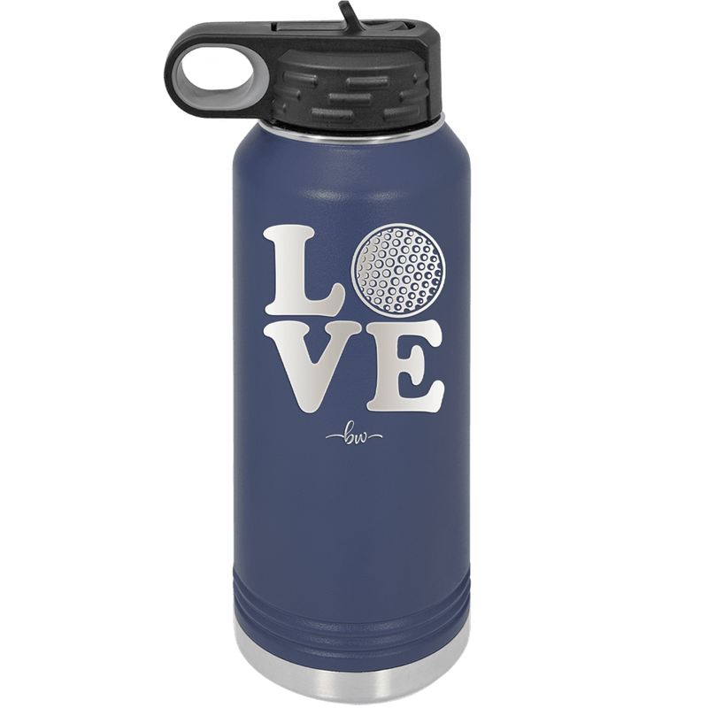 LOVE with Golf Ball - Laser Engraved Stainless Steel Drinkware - 1671 -