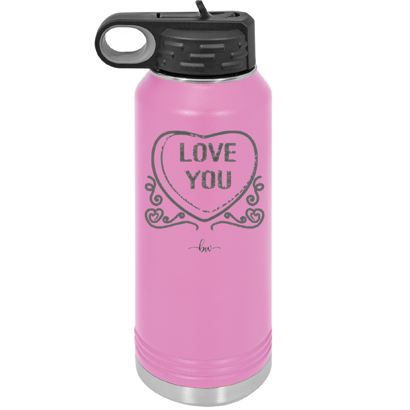 Candy Heart Love You - Laser Engraved Stainless Steel Drinkware - 1756 -