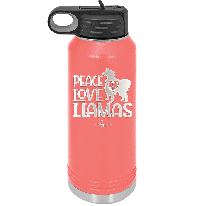 Peace Love Llamas - Laser Engraved Stainless Steel Drinkware - 1870 -