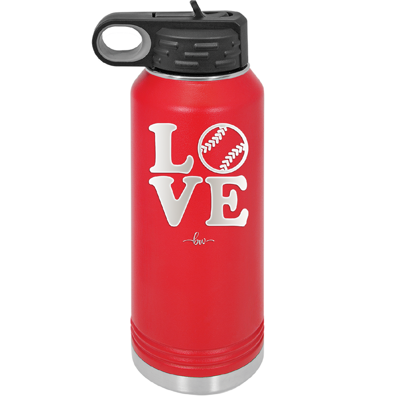 LOVE with Baseball Softball - Laser Engraved Stainless Steel Drinkware - 1881 -