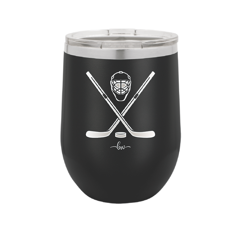 Hockey Crossed Sticks - Laser Engraved Stainless Steel Drinkware - 1897 -