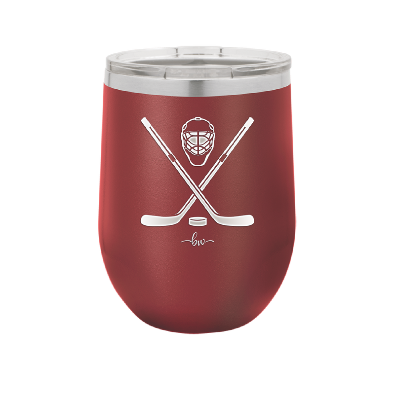 Hockey Crossed Sticks - Laser Engraved Stainless Steel Drinkware - 1897 -