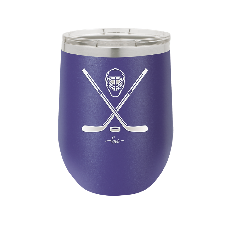 Hockey Crossed Sticks - Laser Engraved Stainless Steel Drinkware - 1897 -