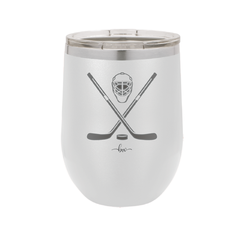 Hockey Crossed Sticks - Laser Engraved Stainless Steel Drinkware - 1897 -