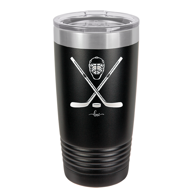 Hockey Crossed Sticks - Laser Engraved Stainless Steel Drinkware - 1897 -