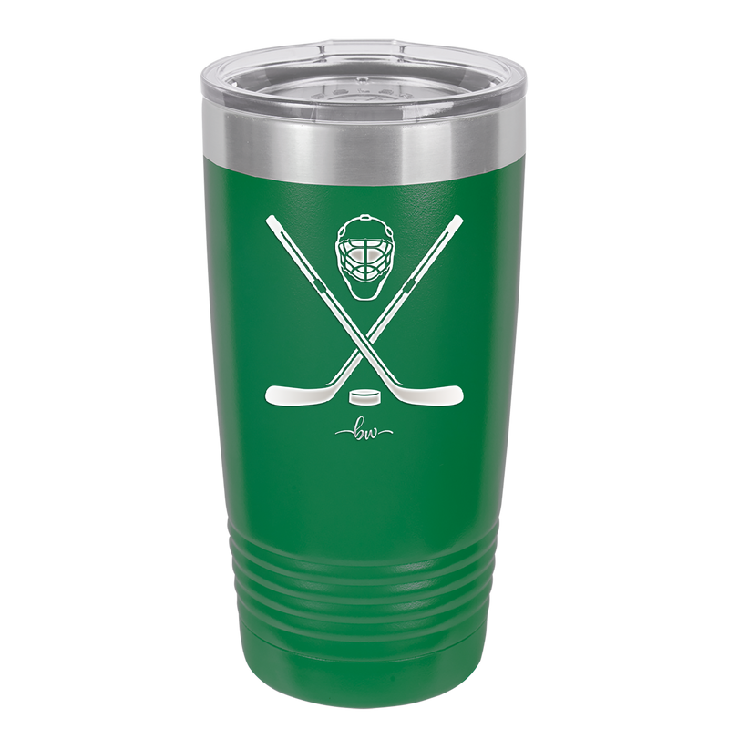 Hockey Crossed Sticks - Laser Engraved Stainless Steel Drinkware - 1897 -