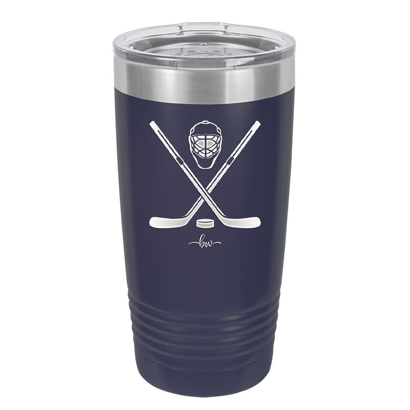 Hockey Crossed Sticks - Laser Engraved Stainless Steel Drinkware - 1897 -