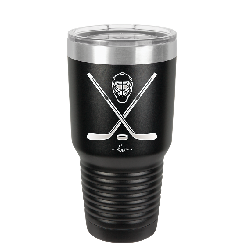 Hockey Crossed Sticks - Laser Engraved Stainless Steel Drinkware - 1897 -