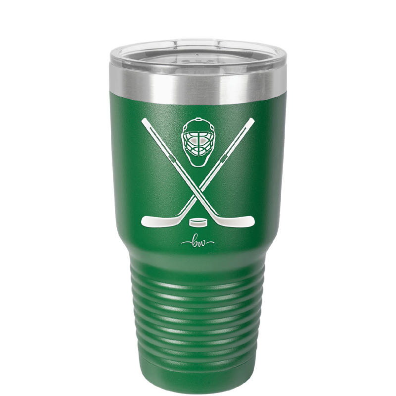 Hockey Crossed Sticks - Laser Engraved Stainless Steel Drinkware - 1897 -