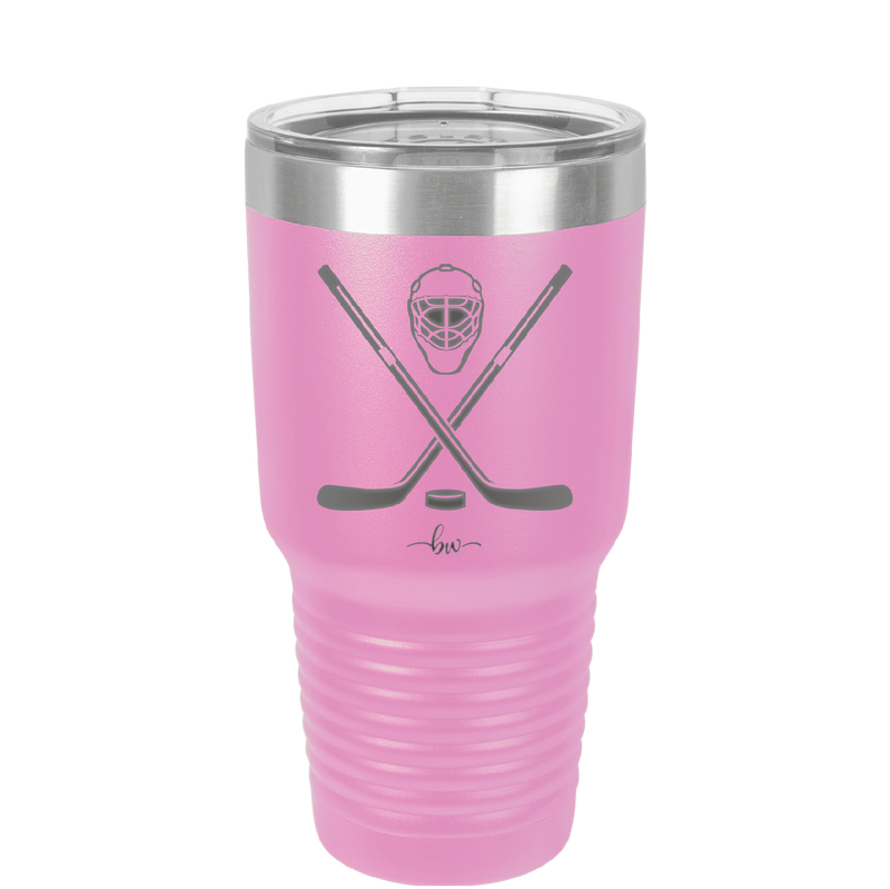 Hockey Crossed Sticks - Laser Engraved Stainless Steel Drinkware - 1897 -